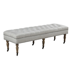 Fabric Bed Stool: (158x47x45)cm, Light Grey