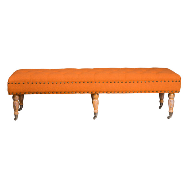 Fabric Bed Stool: (158x47x45)cm, Light Orange