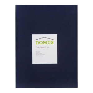 Domus: Flat Single Bed Sheet, 250T 100% Cotton: (180x240)cm, Navy