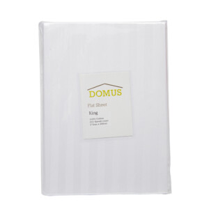 Domus: Flat Double Bed Sheet, 250T 100% Cotton: (200x240)cm, White