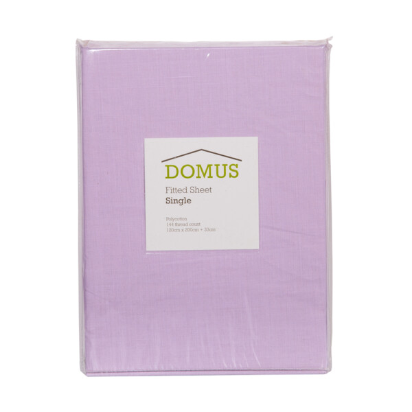 DOMUS: Polycotton Fitted Twin Bed Sheet: 144, 120x200cm