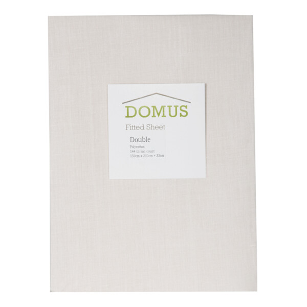 DOMUS: Polycotton Fitted Double Bed Sheet: 144, 150x200cm