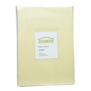 Domus: Polycotton Fitted Double Bed Sheet: 144, (150x200)cm, Lemon