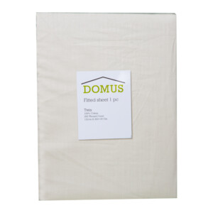 Domus: Fitted Twin Bed Sheet, 250T 100% Cotton: (120x200+30)cm, Ivory