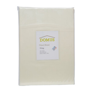 DOMUS: Fitted King Bed Sheet, 250T 100% Cotton: 200x200+33/35cm