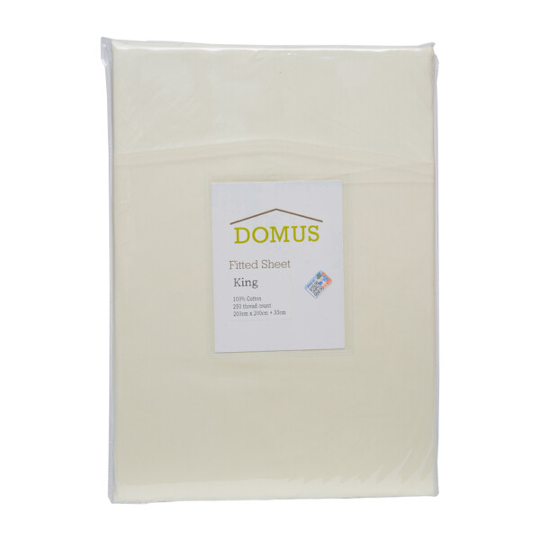 DOMUS: Fitted King Bed Sheet, 250T 100% Cotton: 200x200+33/35cm