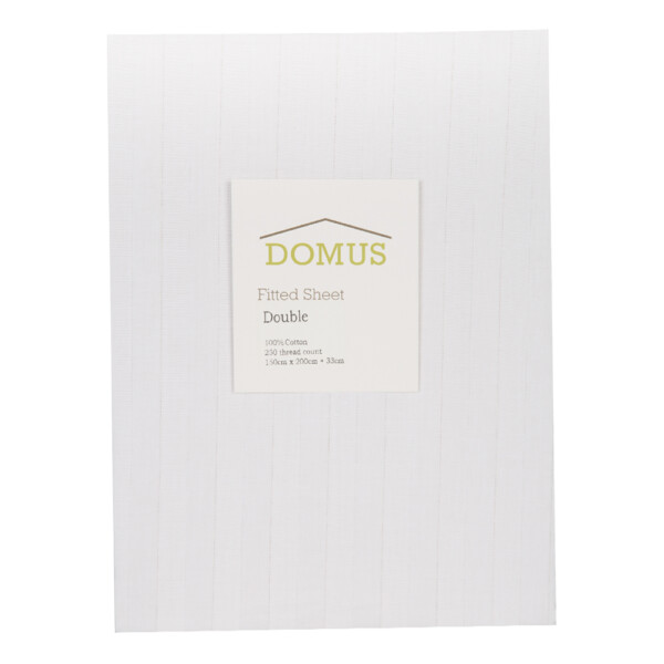 DOMUS: Fitted Double Bed Sheet,250T 100% Cotton Stripe-0.5cm:150x200cm