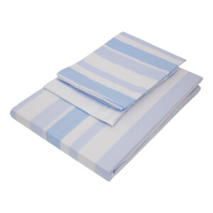 DOMUS : Flat Queen Bed Sheet,3pc 180T: Blue FA-149 Stripes