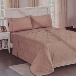 Jacquard Bedsheet: King, 4pcs Bedsheet: 300T, Brown