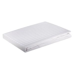 Domus: Flat Queen Bed Sheet: 1pc, 250TC-1.0 Cotton Striped: (230x260)cm, White