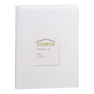 Domus: Flat King Bed Sheet: 1pc, 250TC-1.0 Cotton Striped: (270x260)cm, White