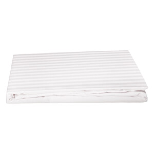 Domus: Fitted King Bed Sheet: 1pc, 250TC-1.0 Cotton Striped: (200x200+30)cm, White