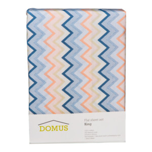 Domus: Zig Zag Pattern King Bed Sheet Set: 4pc: 2 Bed Sheets + 2 Pillow Sham