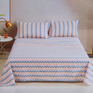 Domus: Zig Zag Pattern King Bed Sheet Set: 4pc: 2 Bed Sheets + 2 Pillow Sham