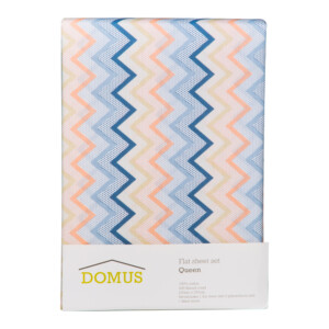 Domus: Zig Zag Pattern Queen Bed Sheet Set: 4pc: 2 Bed Sheets + 2 Pillow Sham