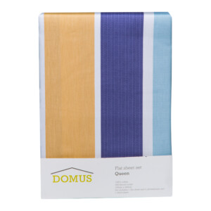 Domus: Striped Queen Bed Sheet Set: 4pc: 2 Bed Sheets + 2 Pillow Sham