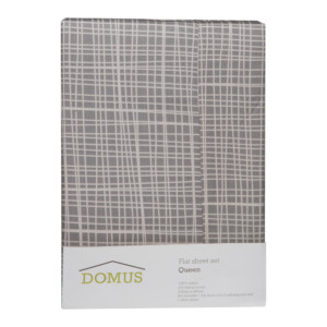 Domus: Checked Queen Bed Sheet Set: 4pc: 2 Bed Sheets + 2 Pillow Sham