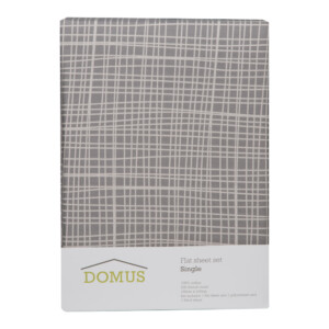 Domus: Checked Single Flat Bed Sheet Set: 3pc: 2 Bed Sheets + 1 Pillow Sham