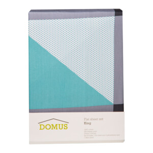 Domus: King Bed Sheet Set: 4pc: 2 Bed Sheets + 2 Pillow Sham, Multi Color