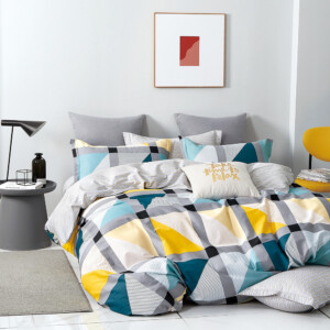 Domus: King Bed Sheet Set: 4pc: 2 Bed Sheets + 2 Pillow Sham, Multi Color