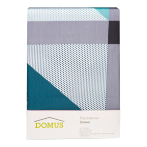 Domus: Queen Bed Sheet Set: 4pc: 2 Bed Sheets + 2 Pillow Sham, Multi Color