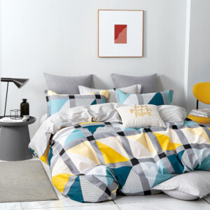 Domus: Single Flat Bed Sheet Set: 3pc: 2 Bed Sheets + 1 Pillow Sham, Multi Color