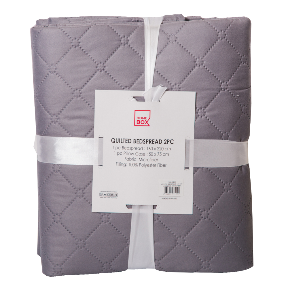 Home Box : Quilted Microfiber Bed Spread Set: 2 Pcs: 160x220cm