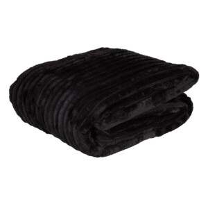 Striped Single Blanket; (150x200)cm, Black
