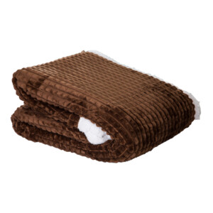 Sherpa Flannel Single Blanket; 1Pc (160x220)cm, Checked Brown