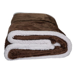 Sherpa Flannel Single Blanket; 1Pc (160x220)cm, Striped Brown