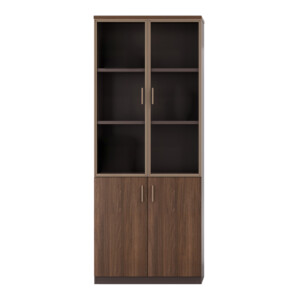 Office Book Case, 2 Doors: (80x40x200)cm, Brown Oak/Brown