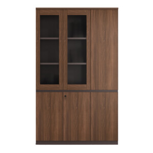 Office Book Case, 3 Doors: (120x40x200)cm, Brown Oak/Brown