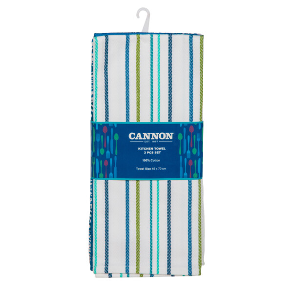 Cannon: Kitchen Towel-3pcs: Square: (45x70)cm, Green