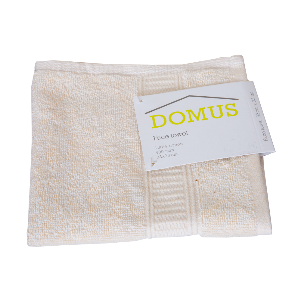 Domus: Face Towel: 400 GSM, (33x33)cm, Cream
