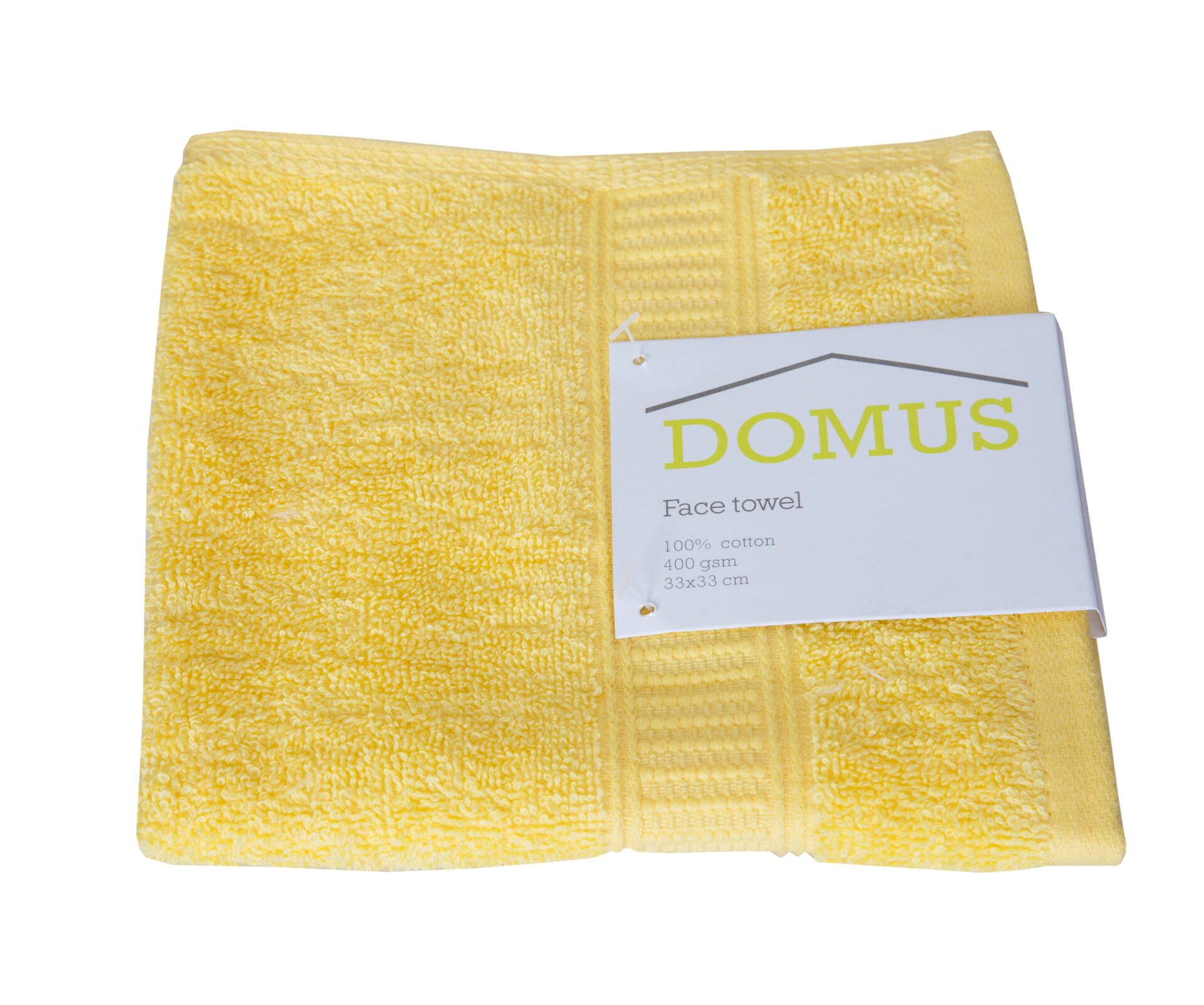 Domus: Face Towel: 400 GSM, (33x33)cm, Lemon