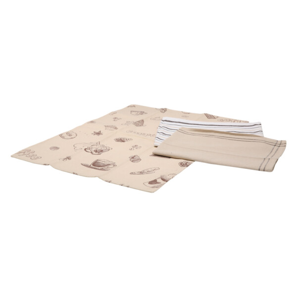 Caffina Kitchen Towel Set-3pcs: (45x65)cm, Brown