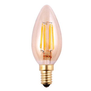 Domus /FSL: Filament Candle LED Bulb, C35 E27 240V, 4W 360LM, 300°, 2200K Amber