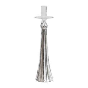 Domus Silver Glass Candle Holder: 40cm #C722P