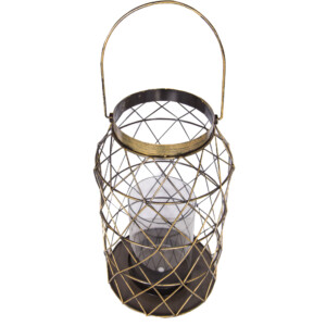 Metal Wire Candle Holder With Glass Tube: 27.5x27.5x30.5cm Ref.MW005693-1