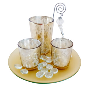 Glass Candle Holder Set; 5pc With LED TeaLight