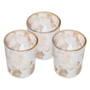 Glass Candle Holder Set; 3pc With LED TeaLight