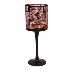 Black Stem Glass Candle Holder; (9x25)cm