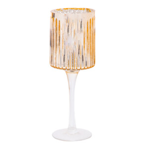 Ribbed Champagne Glass Candle Holder; (9x25)cm