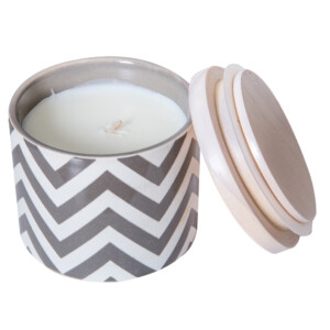 Clear Cotton Scented Candle In Ceramic Pot: 7oz #RL-UCF97WH