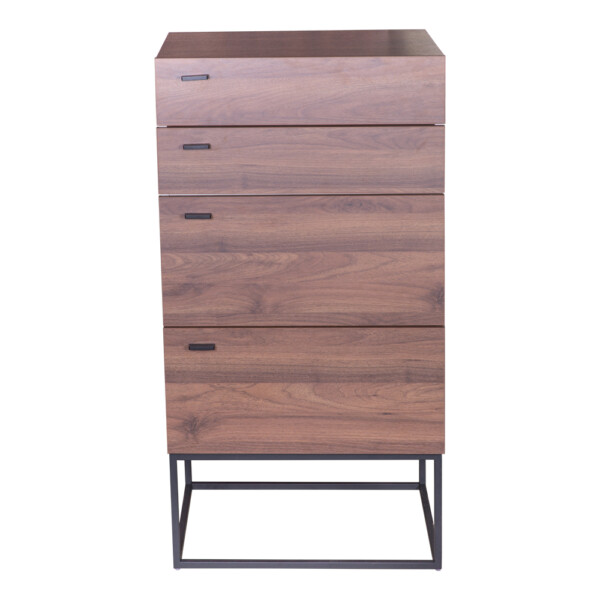 4-Drawer Chest: (55x41x105.5)cm , White/Walnut