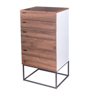 4-Drawer Chest: (55x41x105.5)cm , White/Walnut