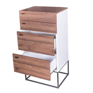 4-Drawer Chest: (55x41x105.5)cm , White/Walnut