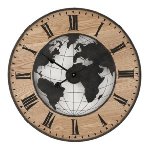 Ardria Rustic World map Art Round Wall Clock; Diameter 60cm