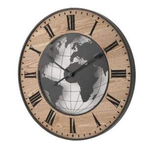Ardria Rustic World map Art Round Wall Clock; Diameter 60cm