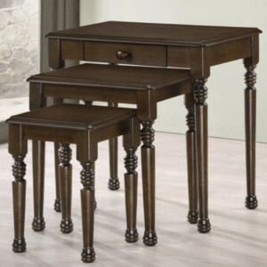CEMAL : Wooden Nesting Table Set With Drawer, 3pc Set